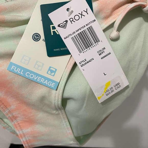 Roxy Juniors Nautilus Peach Tie Dye Hipster Bikini Bottoms - L - Picture 5 of 10